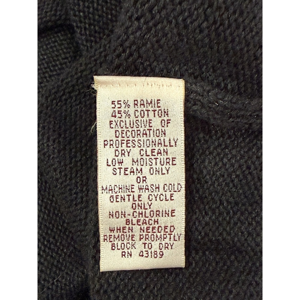 Vintage Susan Bristol 1993 Teddy Bear Patchwork Sweater Black Ramie Cotton Med - Picture 5 of 5